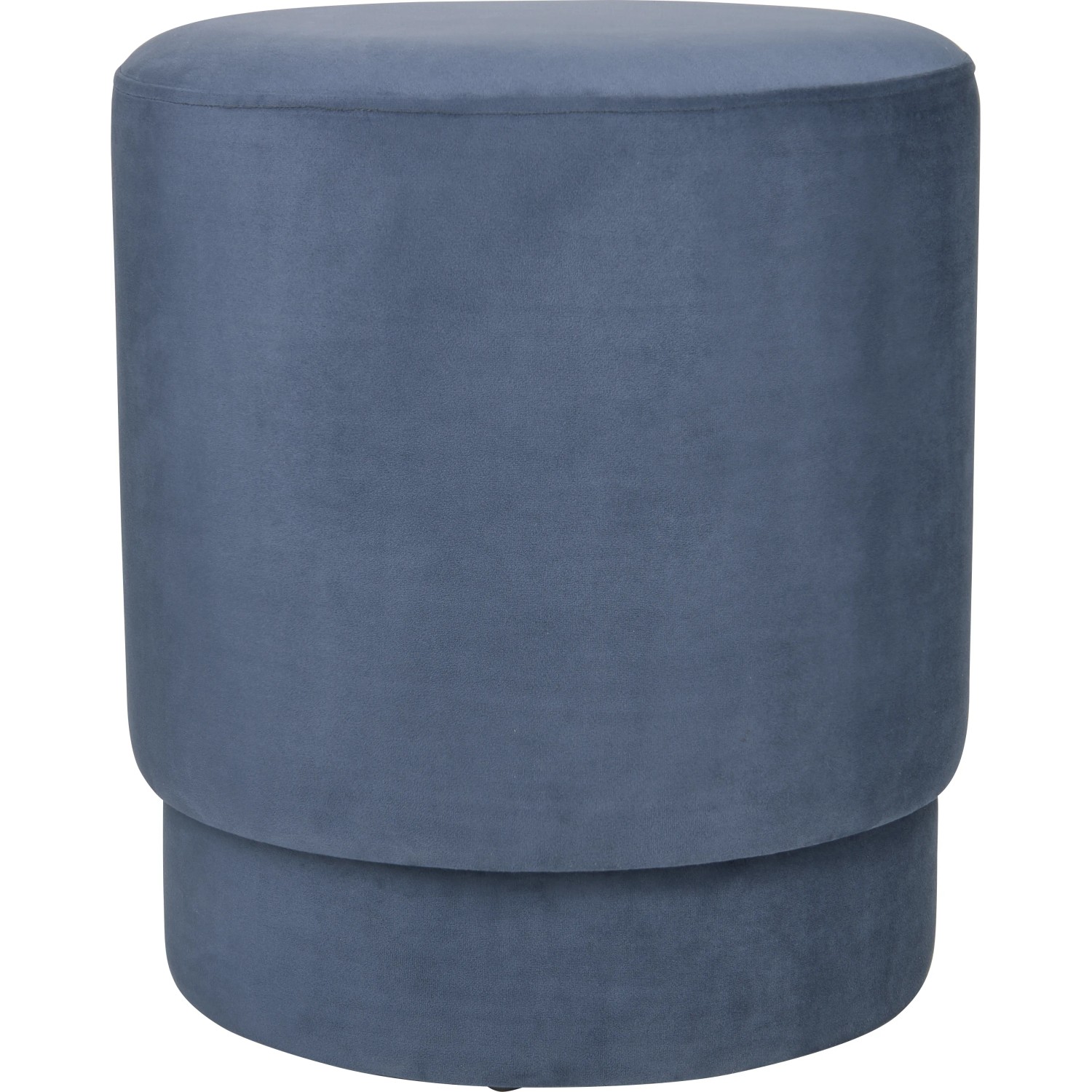 Blauer Sitzhocker Dark Wonder, Ø 40 cm, Höhe 45 cm, Samtoptik.