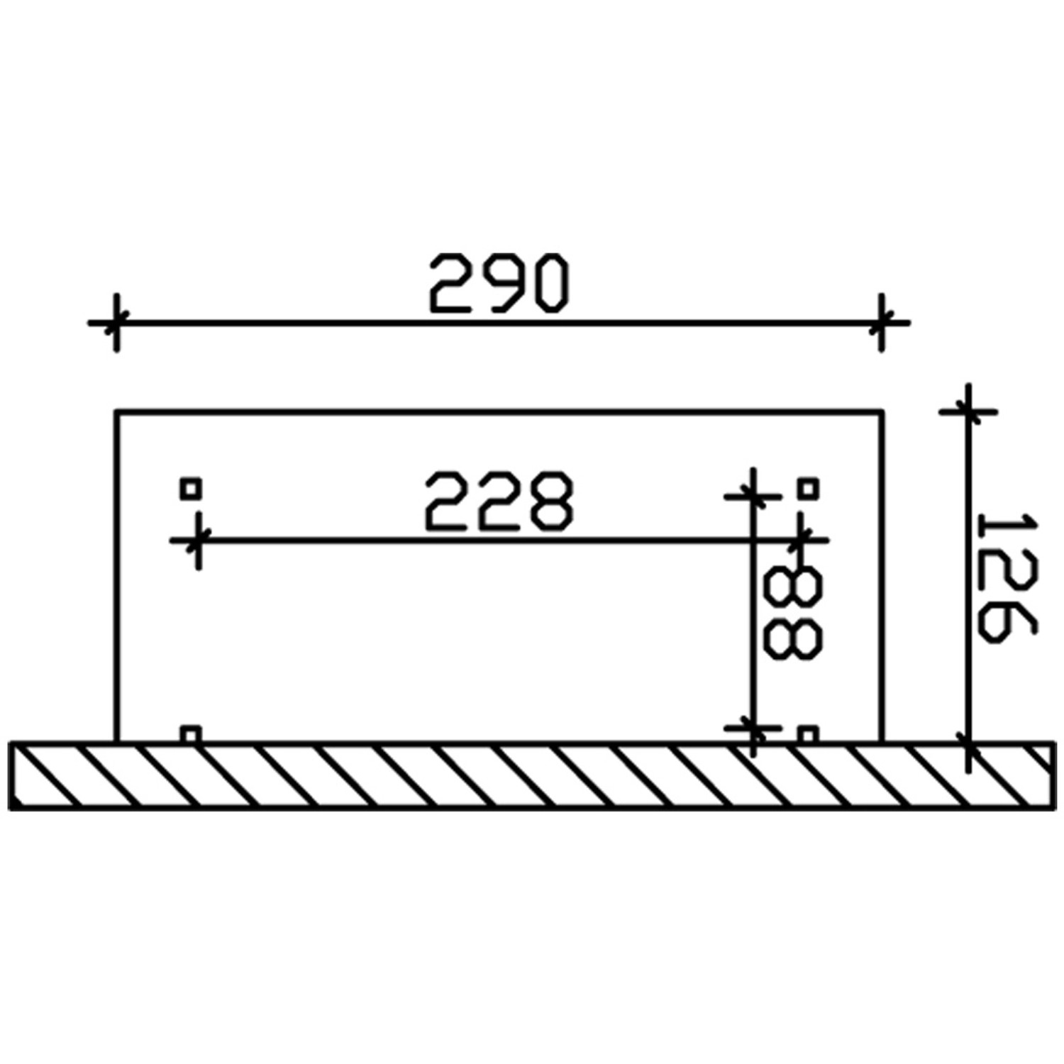 Technische Zeichnung: Skan Holz Holzunterstand Paul 2, Maße 290x126 cm.