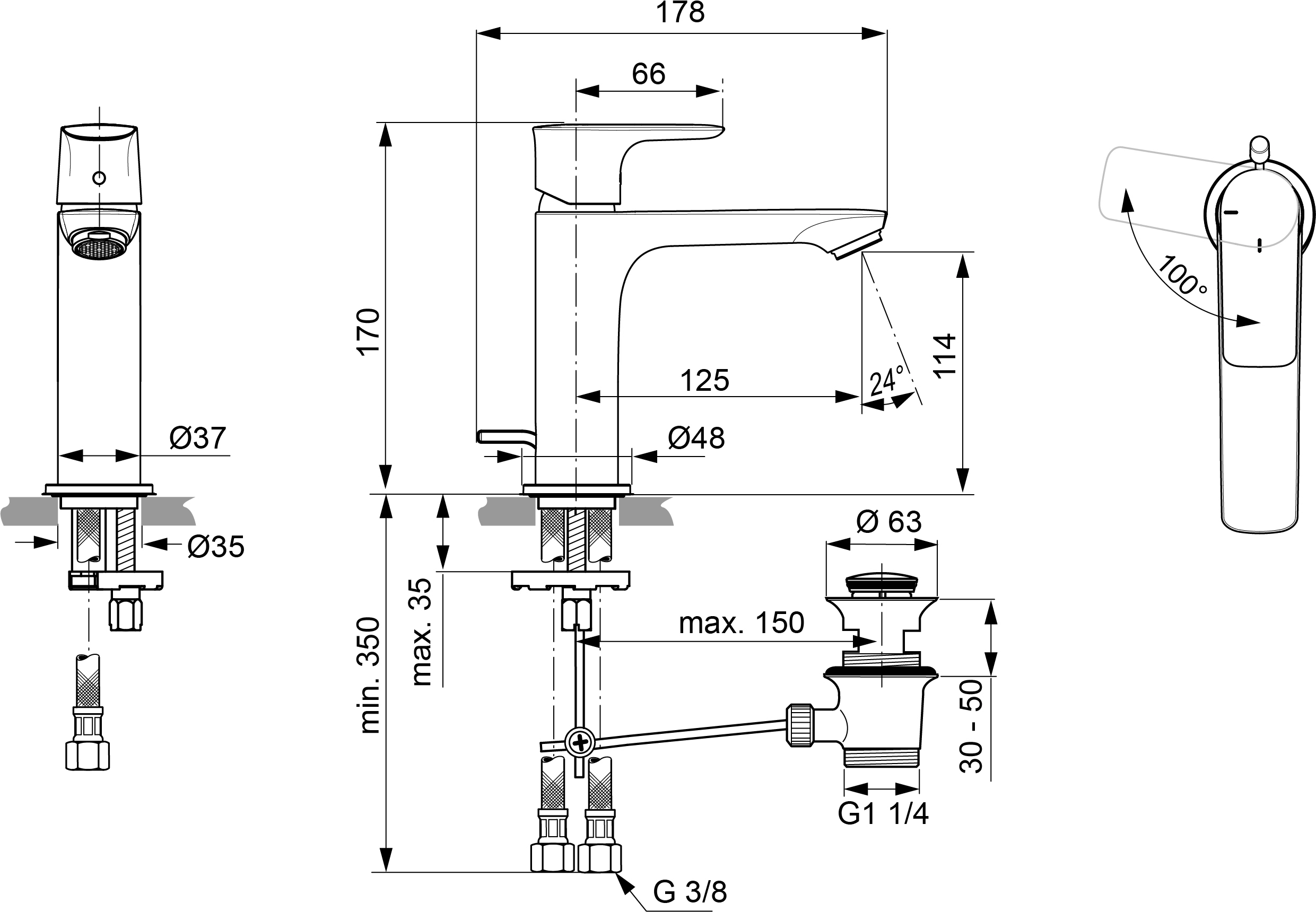 Ideal Standard Waschtischarmatur Connect Air mit hohem Auslauf Magnetic  Grey kaufen bei OBI
