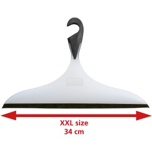 Wenko Badezimmerwischer XXL Loano, weiß-schwarz, mit Haken. Reinigungsgerät für Bad und Dusche.