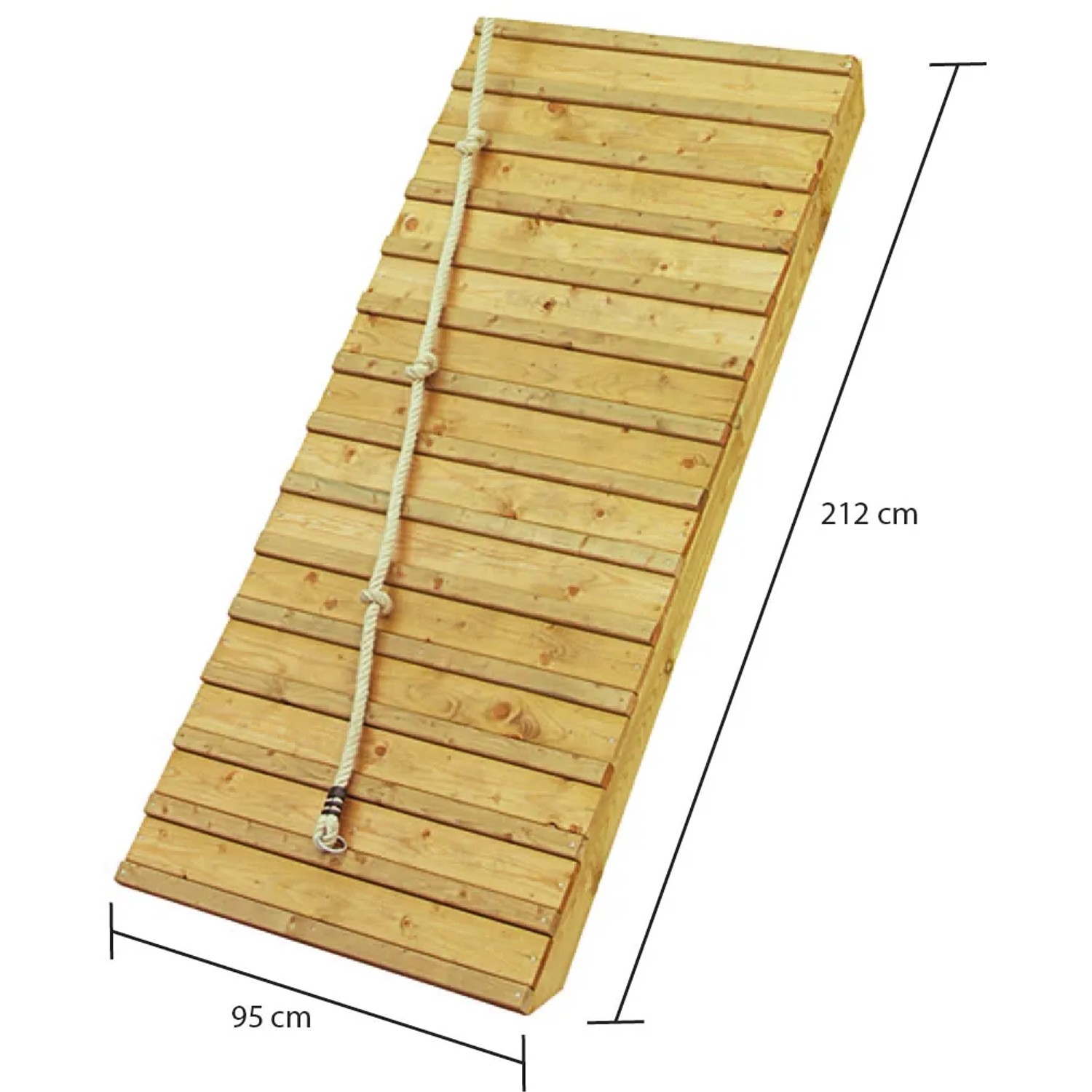 Holzrampe mit Kletterseil für Karibu Stelzenhaus Benjamin Spielturm.