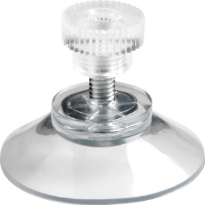 Detailaufnahme des transparenten Saugnapfs zur Befestigung des Gardinia Sonnenschutzes.