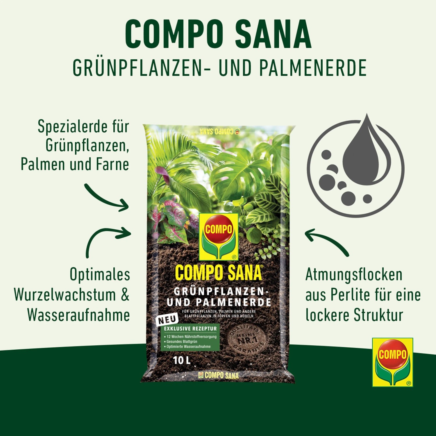 Compo Sana Grünpflanzen- und Palmenerde 10 l_3