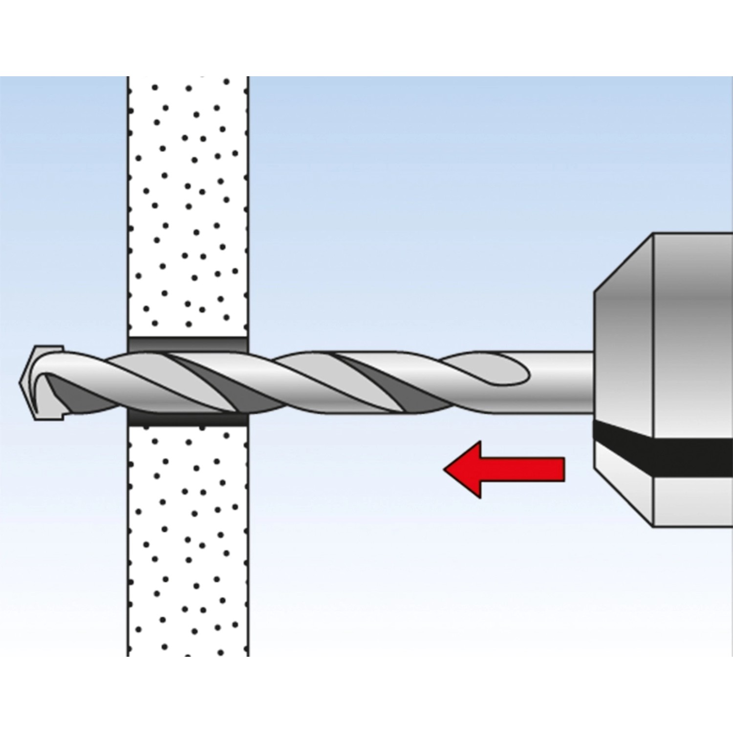 Illustration: Fischer Hohlraumdübel HM wird in Wand montiert. Dübel für Gipskarton & Co.