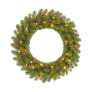 Nagano Kunsttannen Kranz, grün, Ø 60 cm, mit warmweißer LED Beleuchtung. Ideal als Türkranz oder Tischdeko.