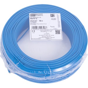 Blaue Aderleitung H07V-U 2,5 mm² auf Rolle, 100 m, für Elektroinstallationen.