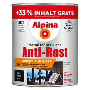 Dose Alpina Metallschutz-Lack Anti-Rost Schwarz matt 1 l, 3in1 Rostschutz-Technologie.