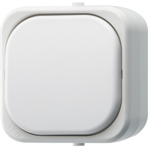 REV Aus-/Wechselschalter AP AquaTop Weiß, spritzwassergeschützt für Feuchträume.