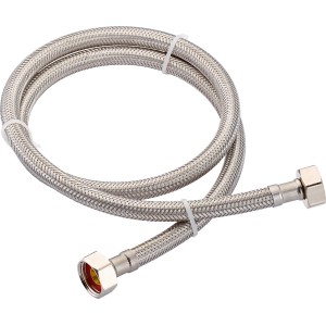 Flexibler Anschlussschlauch, 18,6 mm (G 1/2) x 1000 mm, aus Edelstahl für Trinkwasserinstallation.