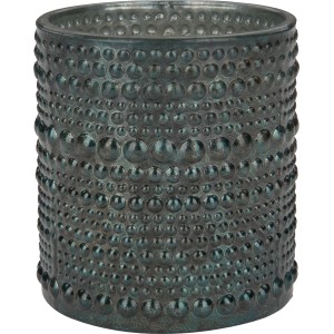 Grüner Teelichthalter Dark Wonder aus Glas mit Noppenmuster, 7,2 cm hoch, Ø 8 cm.