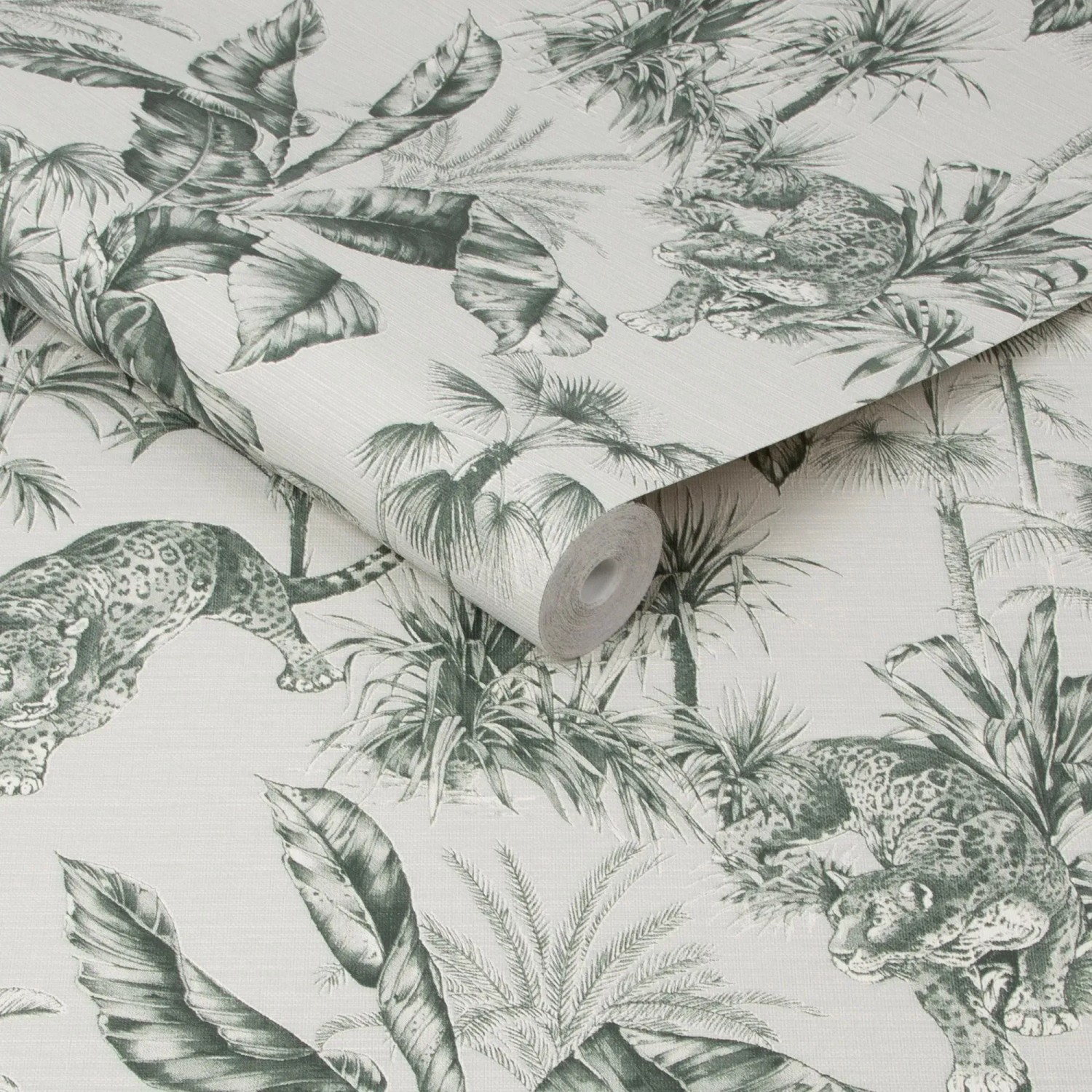 Superfresco Easy Vliestapete Zanzibar Green mit Dschungelmotiv und Leoparden