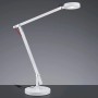 Weiße Trio LED-Tischleuchte mit flexiblem Arm und runder Basis für Schreibtischbeleuchtung.