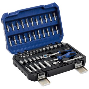 LUX Steckschlüsselsatz Comfort, 53-teilig, mit Knarre, Bits und Verlängerung im blauen Koffer.