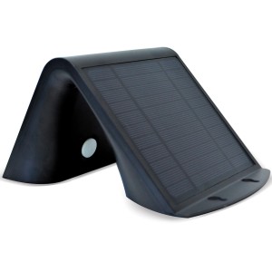 Schwarze Batterieleuchte Butterfly Solar mit 400 lm für die Wandmontage im Außenbereich.