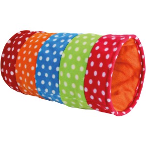 Trixie Spieltunnel aus Fleece, Ø 25 cm, 50 cm lang, bunt gepunktet, für Katzen und kleine Hunde.