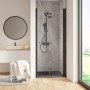 Schulte ExpressPlus Drehfalttür, Mattschwarz, 200x90 cm, in Nische mit Duscharmatur. Barrierefreie Duschtür.