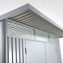Metall-Gerätehaus AvantGarde Gr. A6 in Silbermetallic mit Doppeltür, Detailansicht.