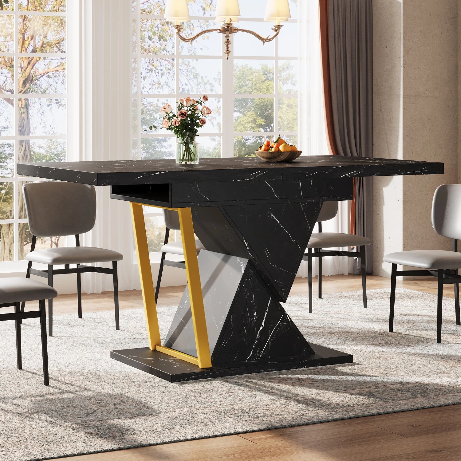 okwish Esstisch Ausziehbarer Holztisch für Küche/Esszimmer