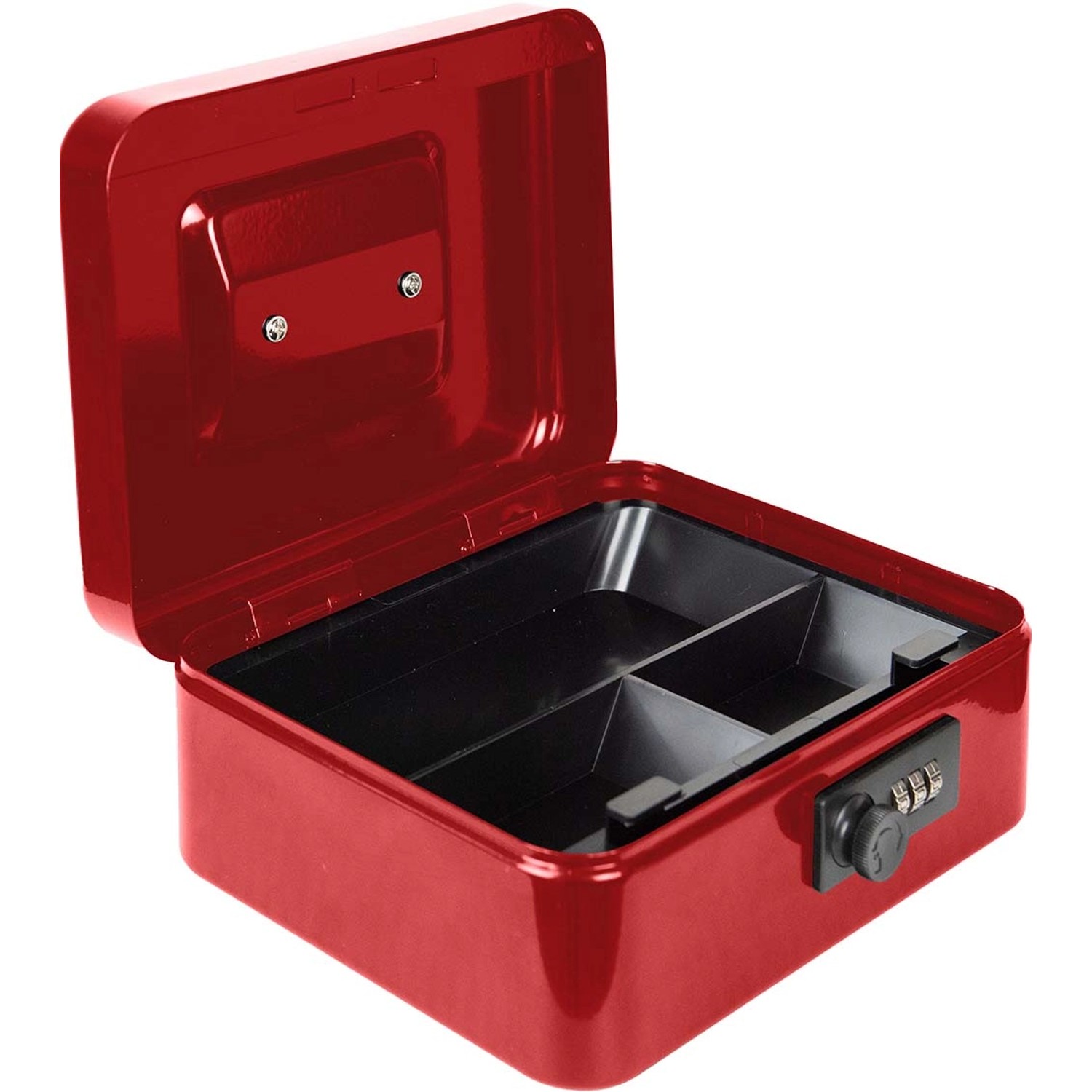 Offene rote Burg-Wächter Geldkassette Money 5012 mit Hartgeldeinsatz und Zahlenschloss.