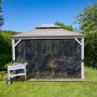 Sojag Pavillon Messina 12x16 Champagner mit Moskitonetz im Garten.