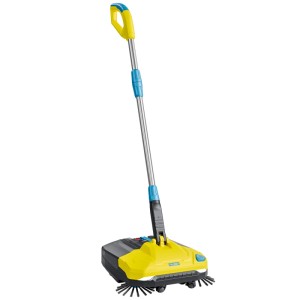 Gloria Akku-Kehrmaschine EasySweep 18V mit Akku und Ladegerät, gelb/grau. Ideal für Haus und Garten.