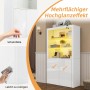 okwish Sideboard mit LED Beleuchtung Glasböden Aufbewahrungsschrank 100x35x170cm Weiß_9