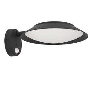 Schwarze Eglo LED Solar Wandleuchte Cerrisi mit Sensor, 10,5x25cm. Solar-Wegeleuchte aus Kunststoff.