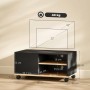 HOMCOM TV-Board Schwarz Eiche auf Rollen, mit offenem Fach und Schrank. Kompakter TV-Schrank für TVs bis 32 Zoll.