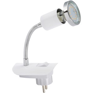 Weiße Briloner LED-Steckerleuchte mit flexiblem Arm und GU10 Leuchtmittel. Klemmleuchte für Innenräume.