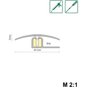 Multiprofil Combi-Fix 01, Alu, silber, Schraubprofil für Bodenstärke 6-22,5mm, 40x11x930mm.