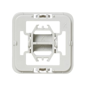 Homematic IP Adapter für Kopp Schalterserien. Heller, quadratischer Kunststoffrahmen zur Hausautomation.