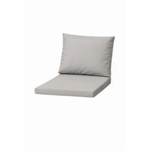Graues Sitzkissen-Set für Polyrattan-Sessel, bestehend aus Sitz- und Rückenkissen.