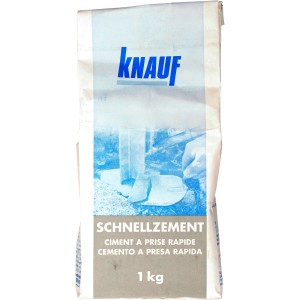 Knauf Schnellzement 1 kg Sack, schnellhärtender Zementmörtel für Ausbesserungen und Befestigungen.