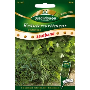 Quedlinburger Kräutersortiment Deutschland als Saatband mit Petersilie, Dill und Bohnenkraut.
