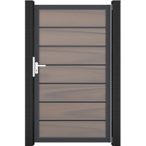 GroJa Tor Solid Grande Premium, 150x180 cm, Bi-Color Sichtschutzzaun mit Aluminiumrahmen und Türgriff.