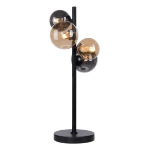 Paul Neuhaus Tischleuchte Popsicle, 4-flammig, schwarz mit Amber- und Rauchgläsern.