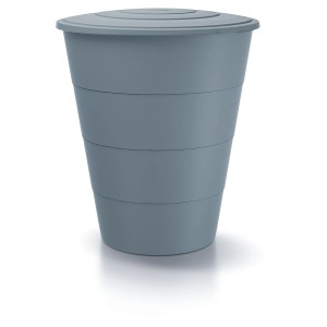 Graue Waterform Regentonne Smooth, 210 l, mit Deckel. Ideal für die Gartenbewässerung.