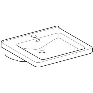 Geberit Renova Comfort Waschbecken, barrierefrei, 60 cm, mit Hahnloch und Überlauf, KeraTect Beschichtung.