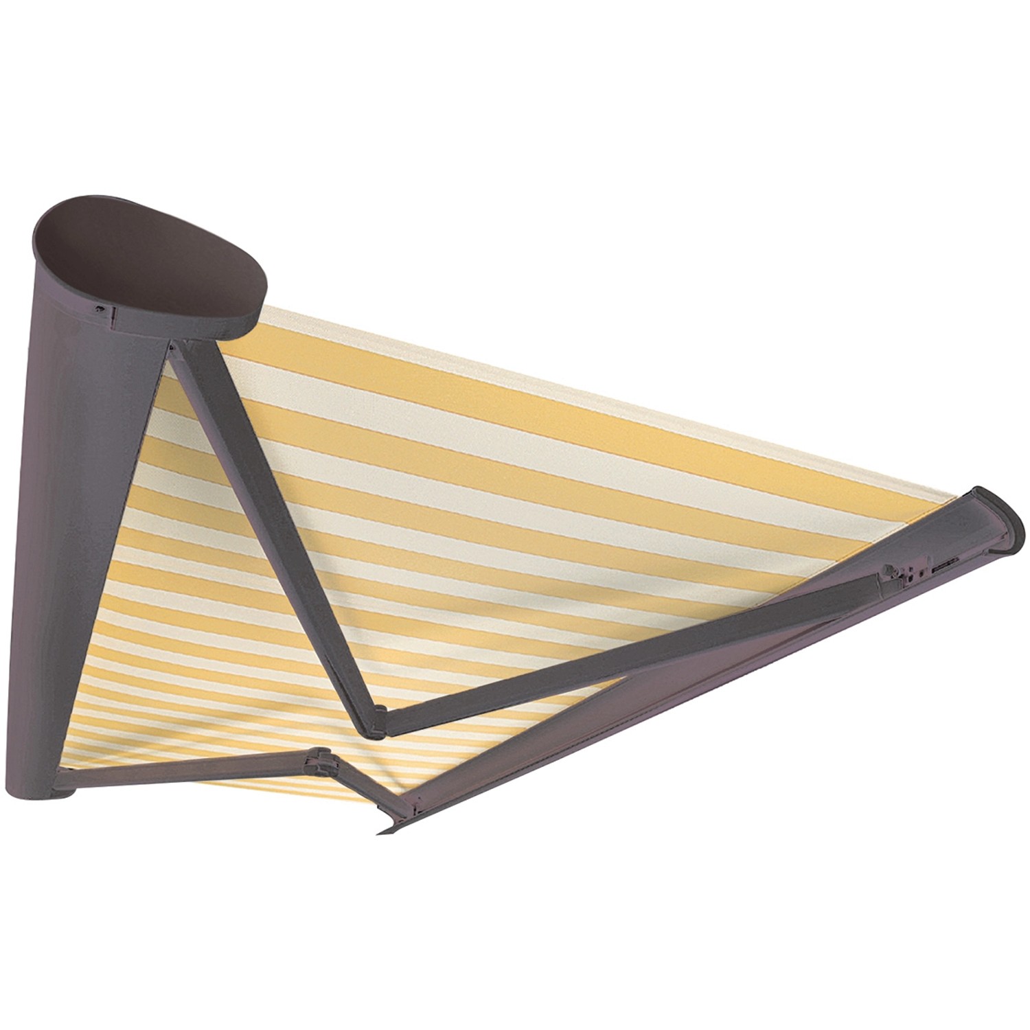 Kassettenmarkise Perform, 300x200 cm, anthrazit Gestell, rot-orange gestreiftes Tuch.