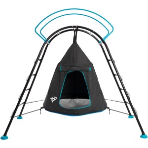 TP Toys Sitzschaukel UFO, schwarz-blau. Hängesessel mit Stahlrahmen und Moskitonetz für Spiel & Spaß.