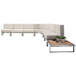 Jet-Line Lounge Set Poseidon Beige Weiß 7 Teilig Gartenmöbel mit Kissen