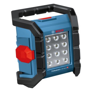 Bosch Professional Akku-Lampe GLI 18V-1200 C Solo, blaue Handleuchte mit 12 LEDs.
