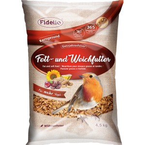 Fidelio Fett- und Weichfutter 4,5kg für Wildvögel. Energiereiches Vogelfutter mit Saaten, Nüssen und Getreide.