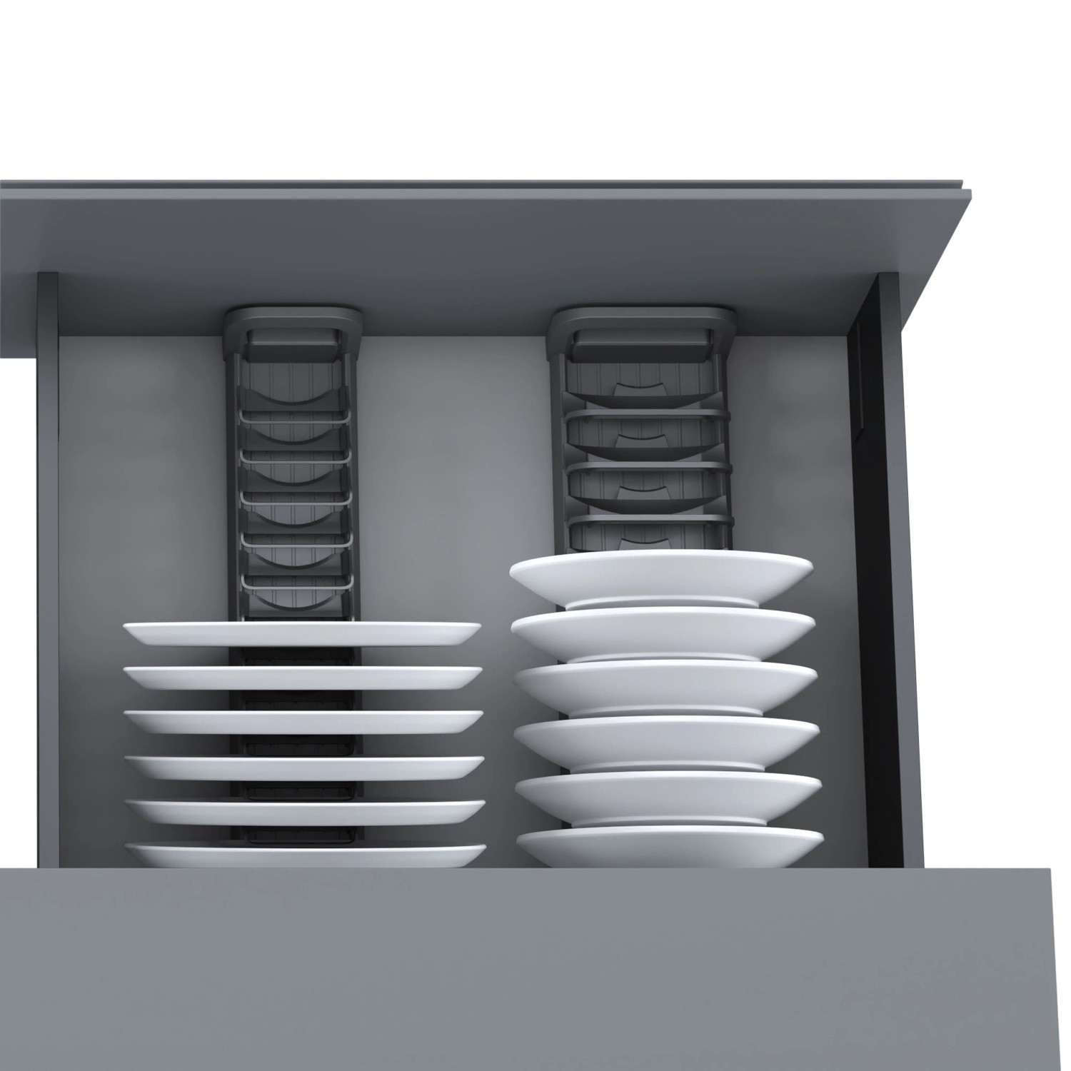 Emuca Tellereinsatz Orderbox für Schublade 120x470mm Aluminium und Kunststoff Anthrazitgrau_3
