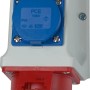 CEE Kombi-Wandsteckdose, 5-polig, IP44, 16A, rot-grau-blau. Steckdose für Wandmontage, spritzwassergeschützt.