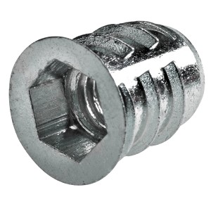 Hettich Eindrehmuffe M8/12 mm aus Stahl für Möbelausstattung, Detailansicht.