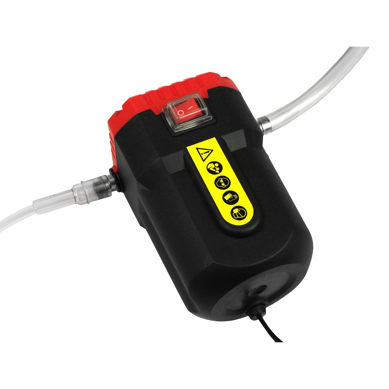 Kompakte APA Ölabsaugpumpe 12V in Schwarz-Rot mit Schalter und Schläuchen für Ölwechsel und Autoreparatur.