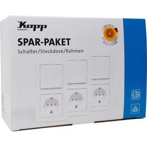 Kopp Sparpaket Paris Arktisweiß: Steckdosen, Schalter und Rahmen im 15-teiligen Set.