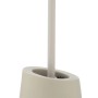 Beige WC-Garnitur Badi von Wenko: Keramik Toilettenbürstenhalter mit Silikonbürste und Randreiniger.