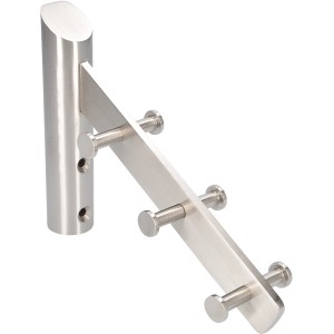 Siro Kleingarderobe aus Edelstahl, feingeschliffen, mit 6 Haken und Befestigung.